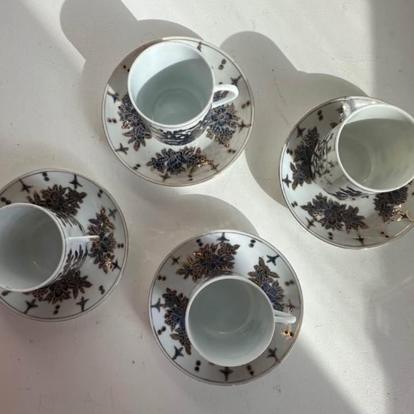 Antique Navy | Gold Espresso Cups & Saucer Plates - Picture 5 of 6